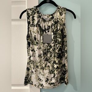 Marc New York Olive Black White Abstract Print Sleeveless Camisole